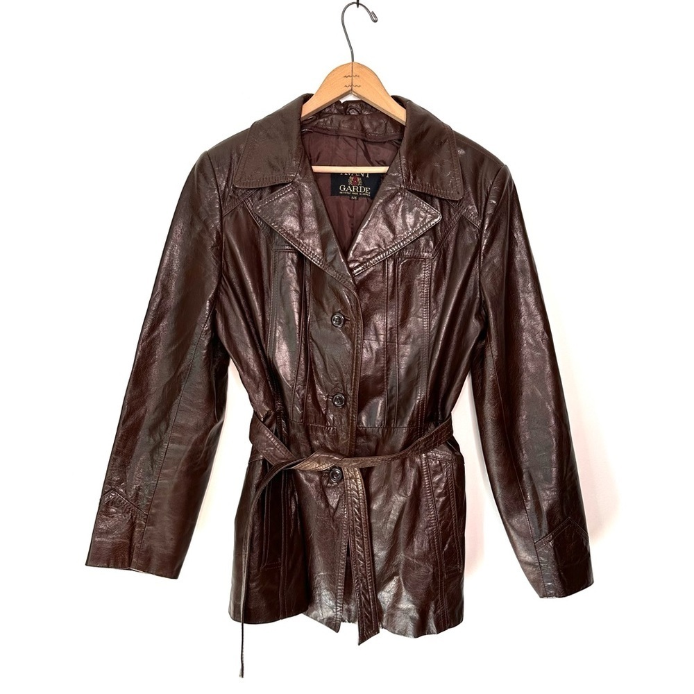 Avant Garde | Vintage Brown Button Down Leather Trench Coat